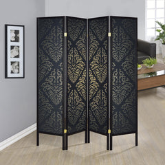 Black 4-panel Folding Screen