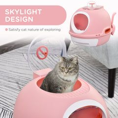 PawHut Covered Litter Box with a Lid, Scoop Enclosed Drawer & Skylight for Cats - Pink