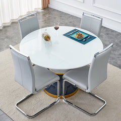 Modern Minimalist Luxury MDF Material Circular Dining Table - White