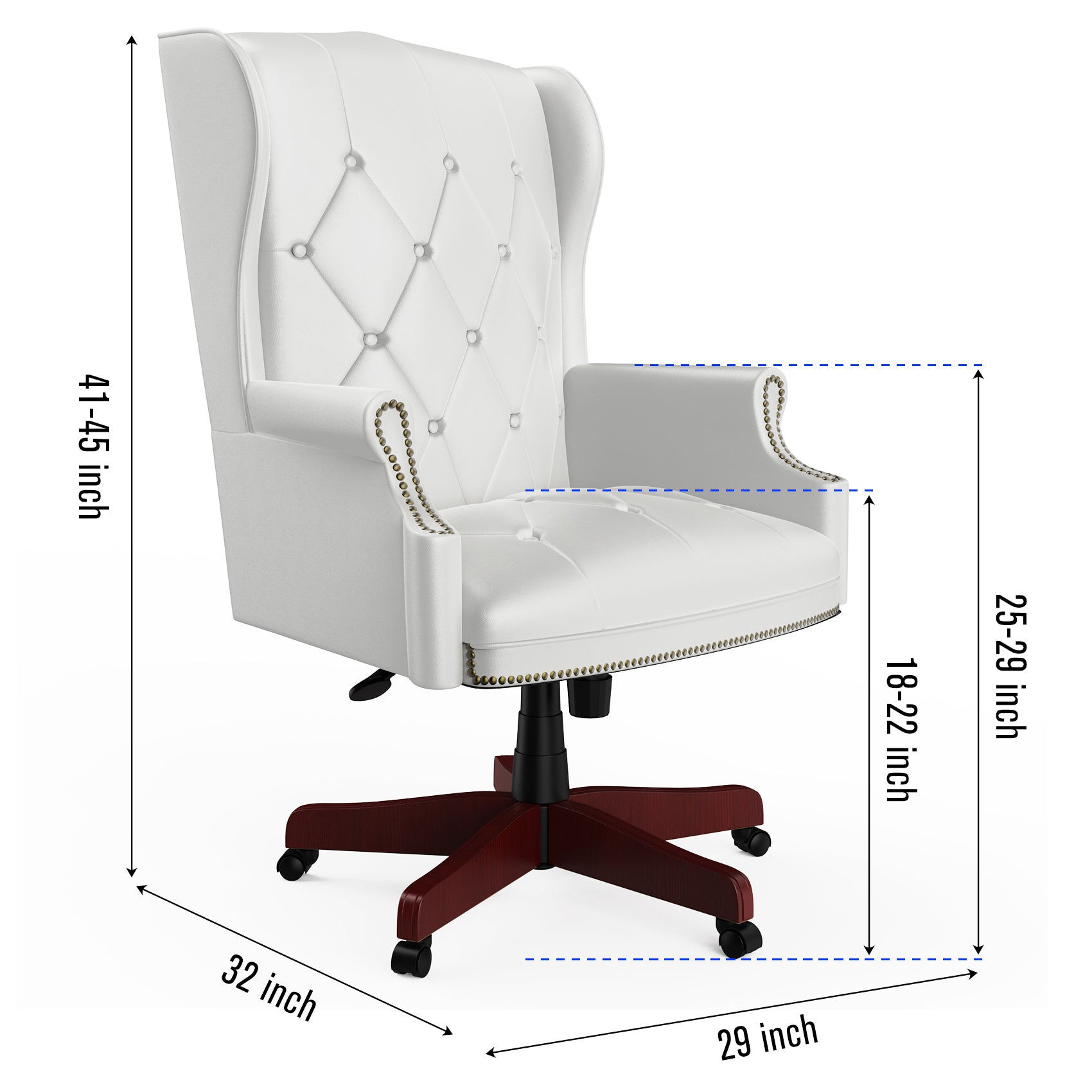 Executive Office Chair, Ergonomic Design High Back Reclining Comfortable Desk Chair - White