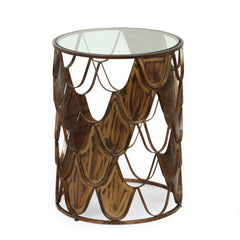 Artsy Boho Side Table - Glass & Metal - Brown