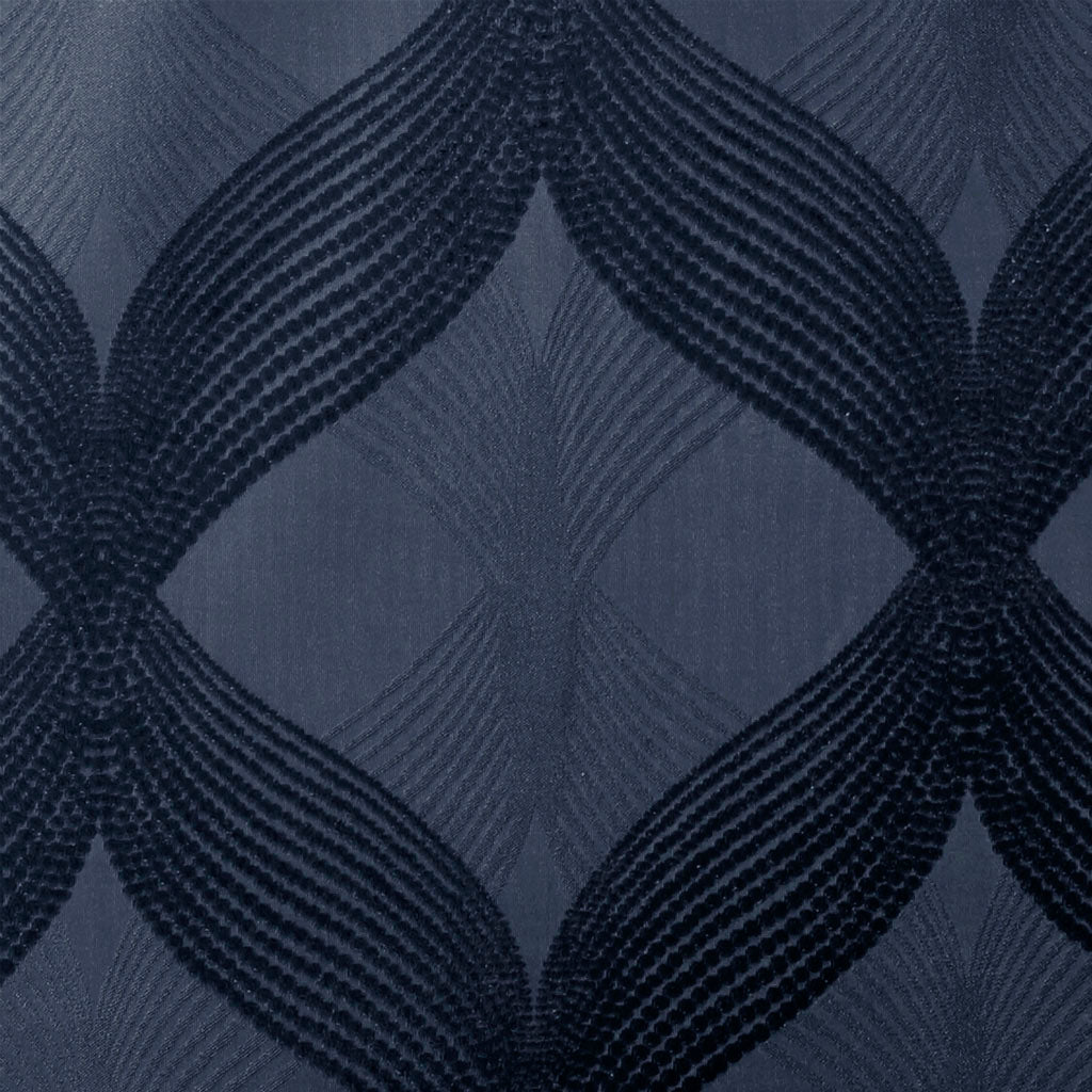 Ogee Knitted Jacquard Total Blackout Curtain Panel - Navy