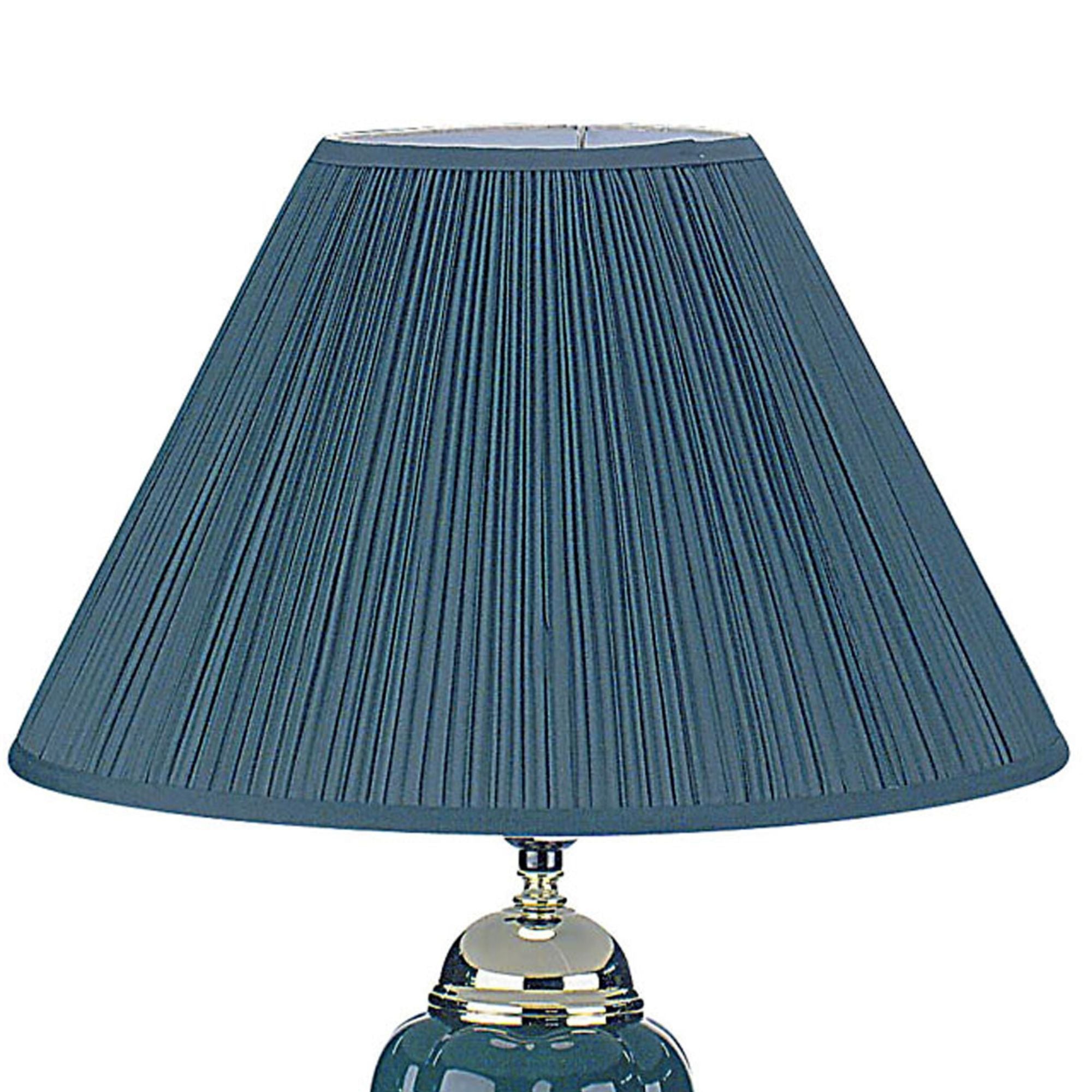 27" Tall Ceramic Table Lamp, Urn-Shaped with Green finish, Linen Shade