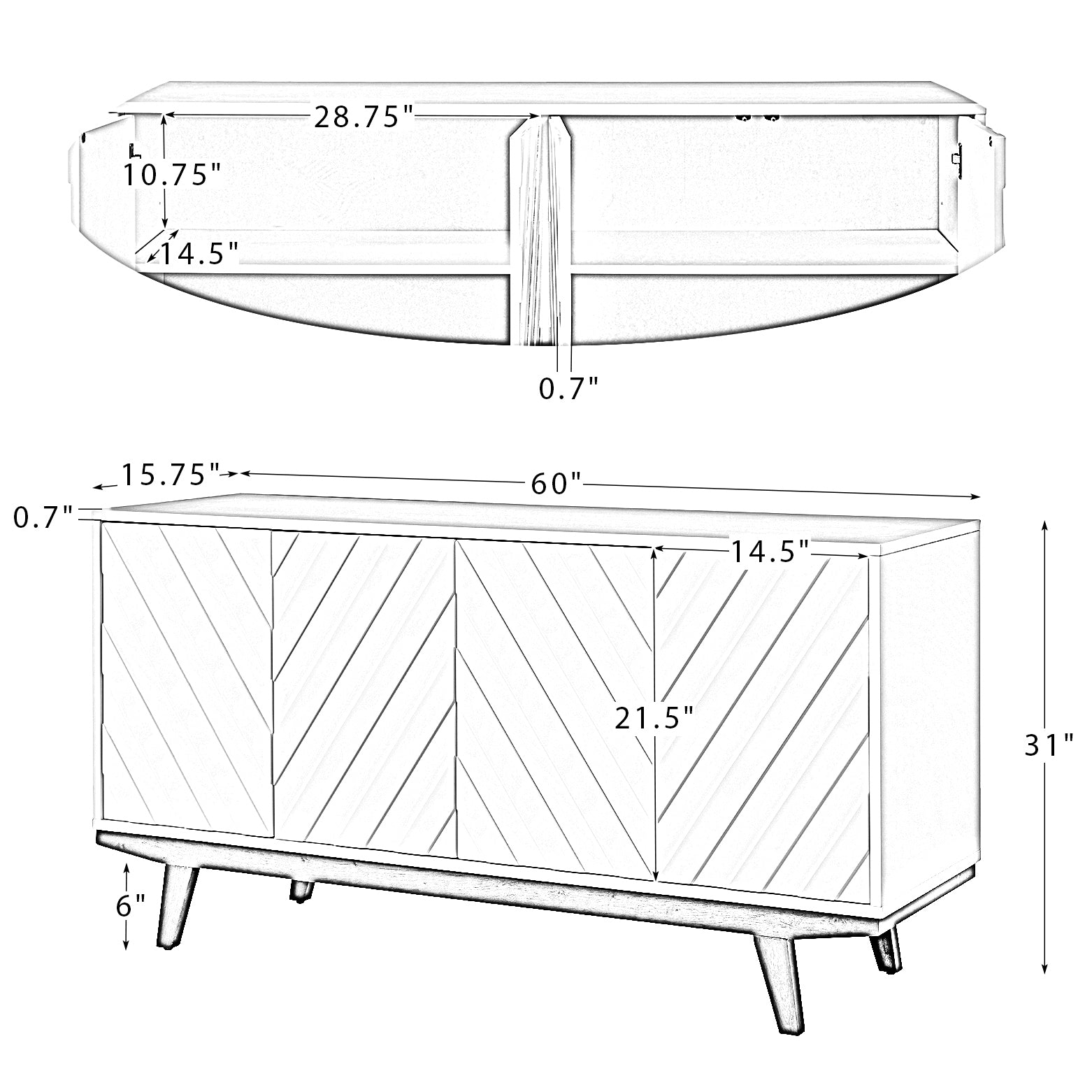 60'' Wide Sideboard - White