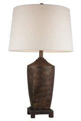 30" Tall Polyresin Table Lamp "Kayan", Bronze Rustic finish