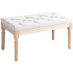 32" End of Bed Bench, Upholstered Bedroom Bench, Cream White