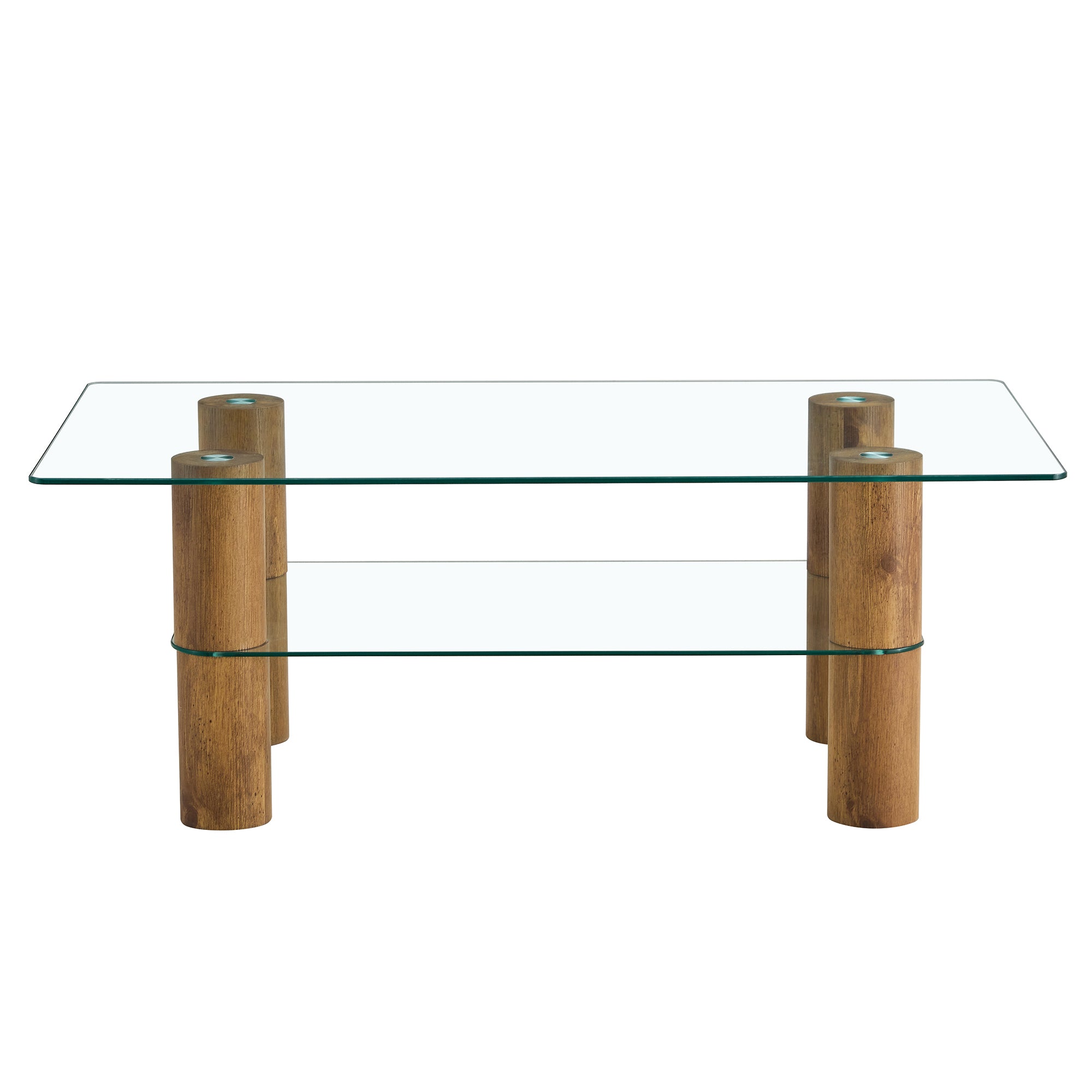 Minimalist and Modern Double-Layer Transparent Tempered Glass Coffee Table and Coffee Table