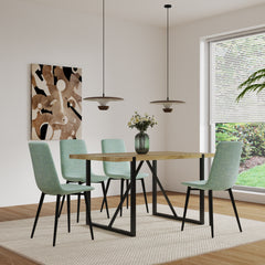 Dining Chairs Set of 4,Modern Kitchen Dining Room ChairSet of 4 Modern Kitchen Dining Room Chairs, Cushion Seat and Sturdy Black Metal Legs - Light Green