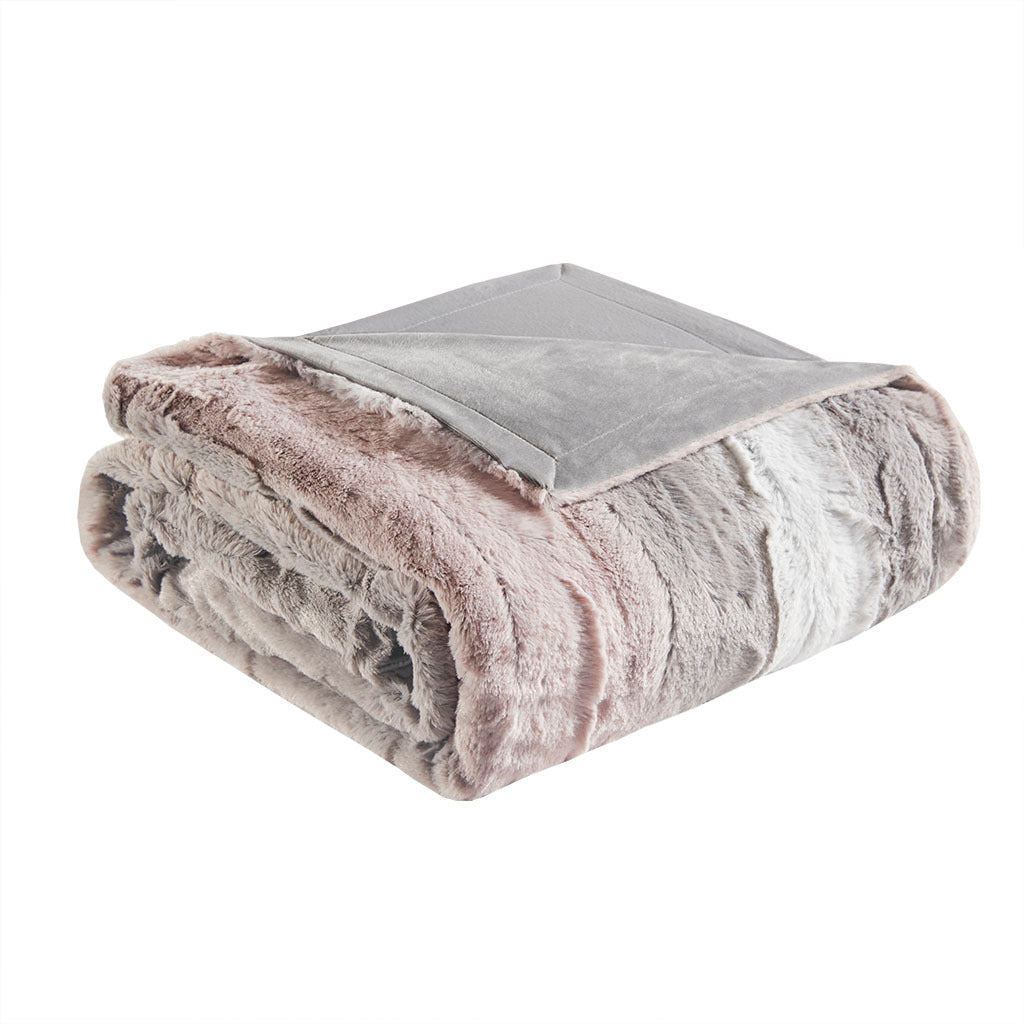 Zuri Oversized Faux Fur Throw - Grey/White