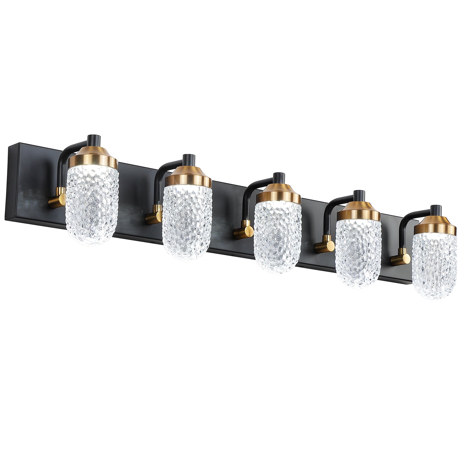 Vanity Lights With 5 LED Bulbs For Bathroom Lighting - Black