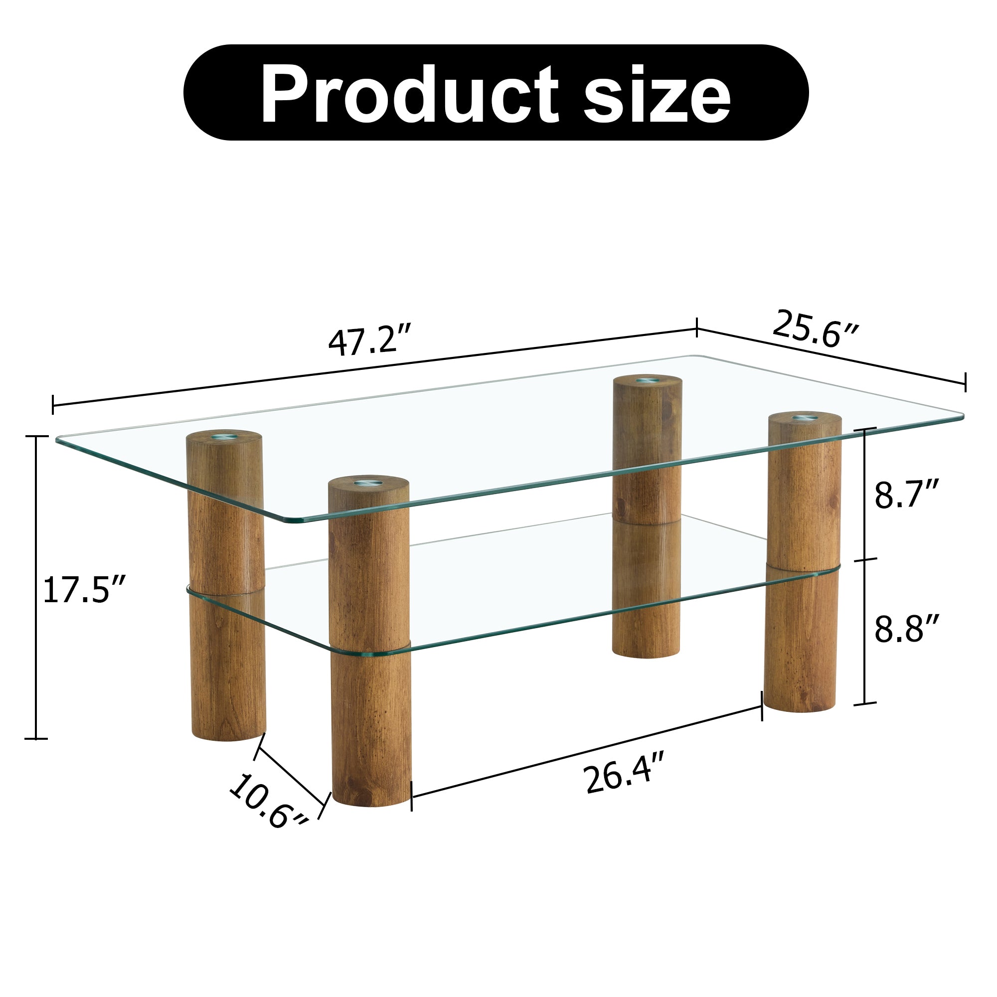 Minimalist and Modern Double-Layer Transparent Tempered Glass Coffee Table and Coffee Table