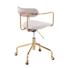 Demi Contemporary Office Chair - Gold Metal and Silver Velvet