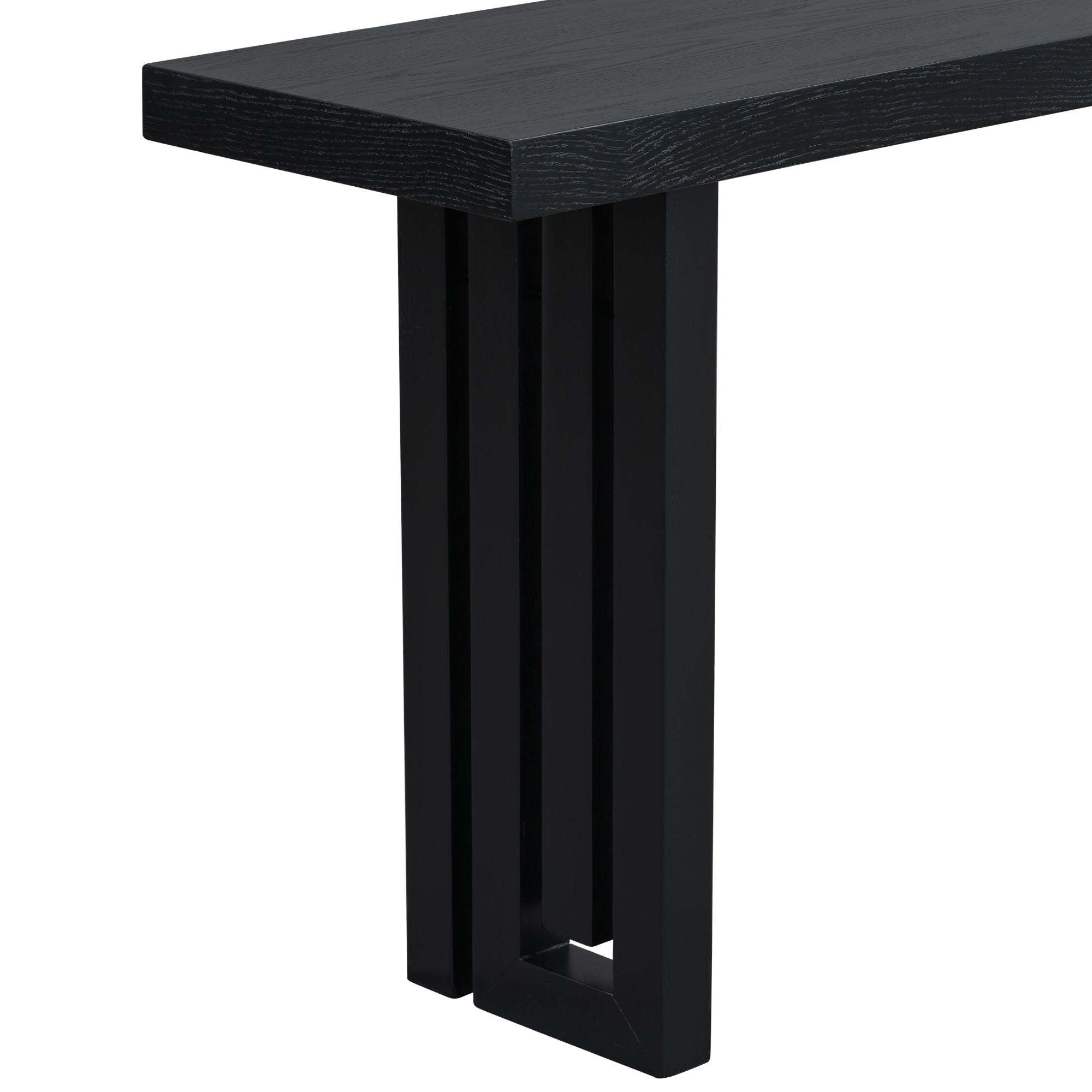 Uniquely Designed Oak Veneer Console Table with Distinctive Side Shapes - Black