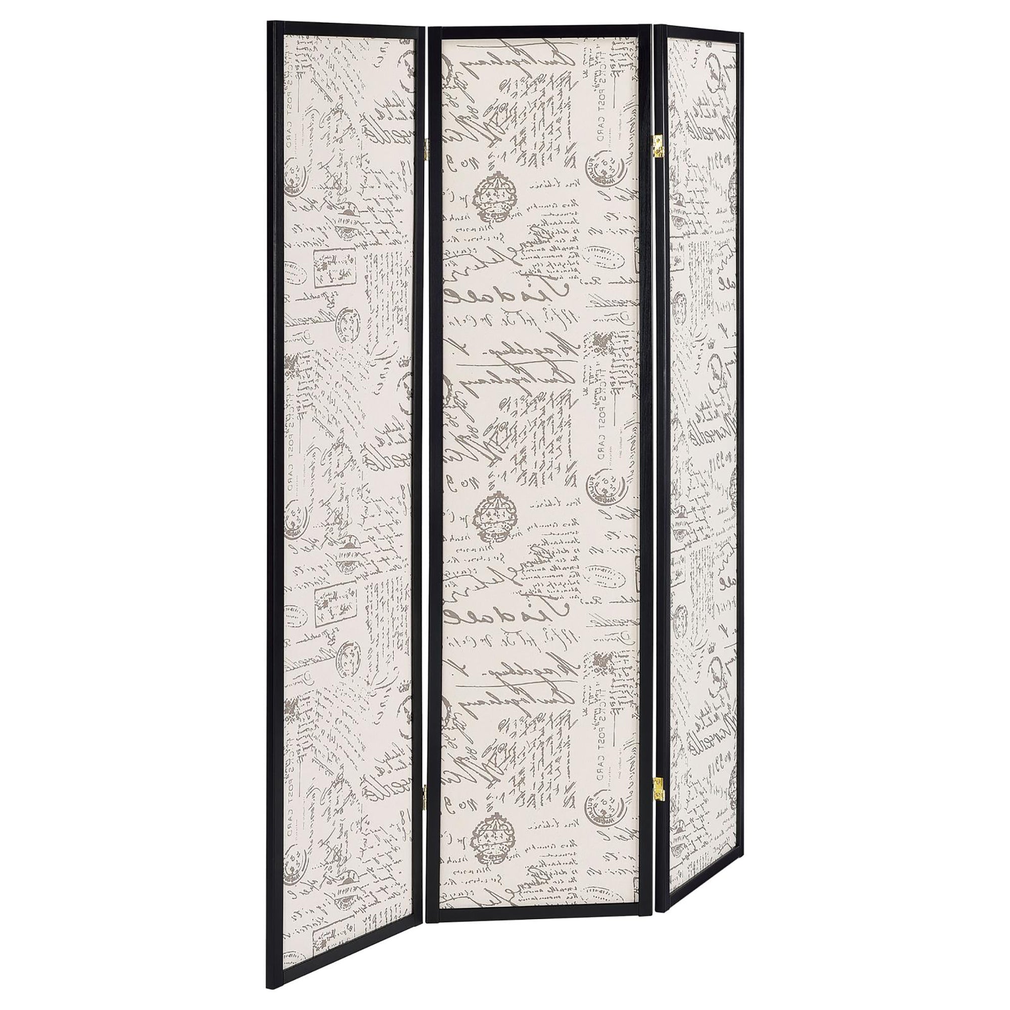 Beige and Espresso 3-panel Folding Screen Room Divider