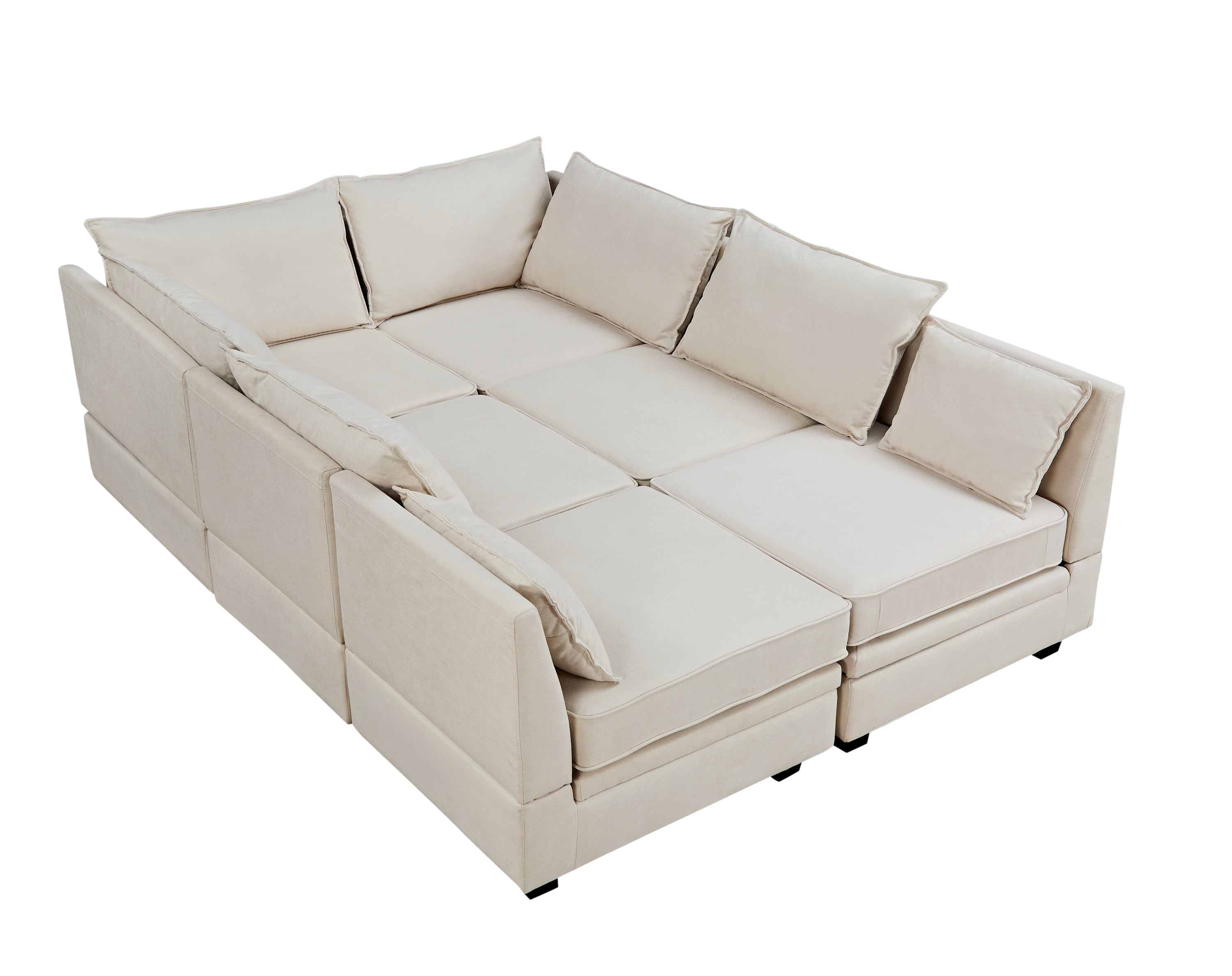 Modern Large U-Shape Modular Sectional Sofa, Convertible Sofa Bed with Reversible Chaise