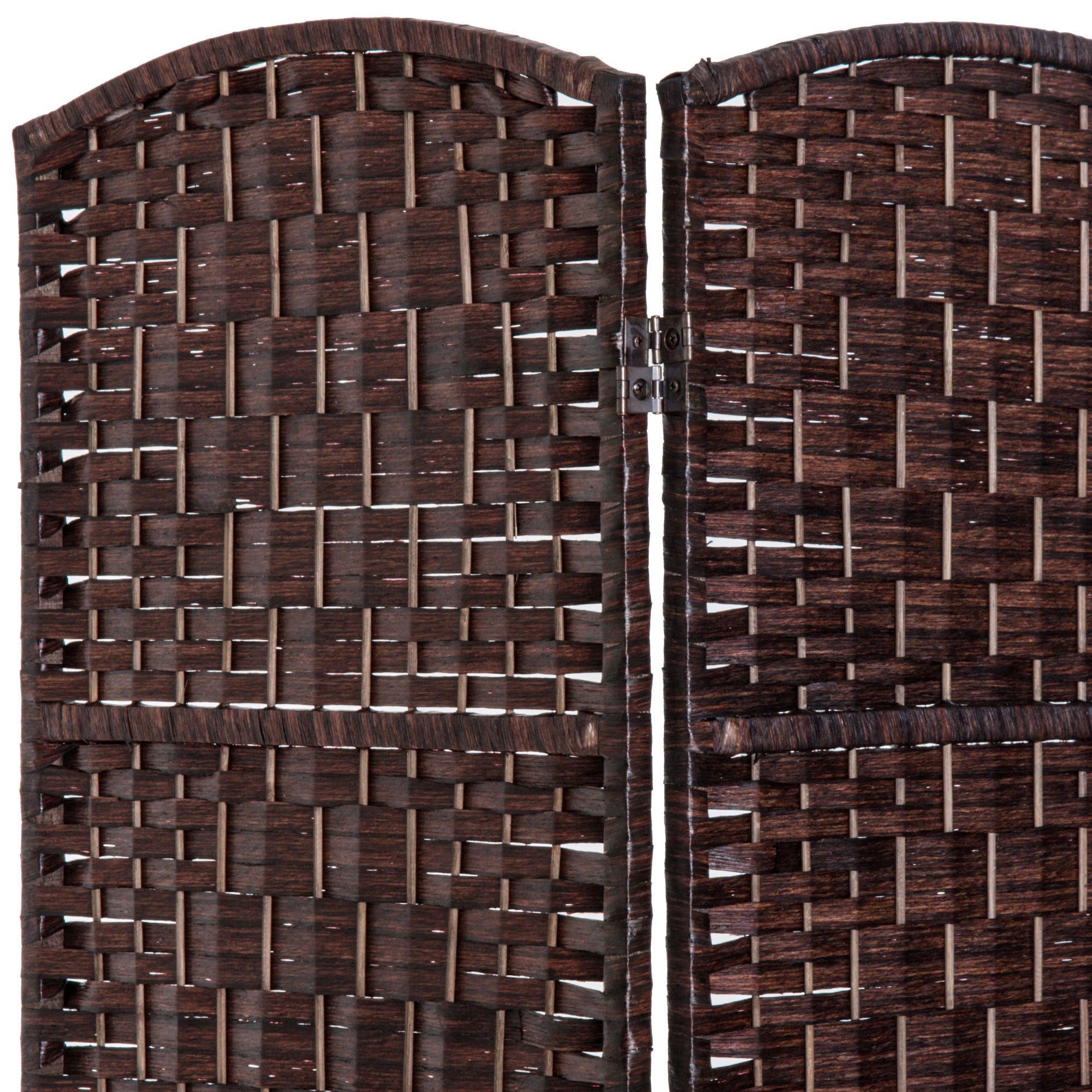 6' Tall Wicker Weave 3 Panel Room Divider Privacy Screen - Brown