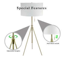 72"H Adjustable Tripod Floor w/ KD Shade - Brushed Nickel