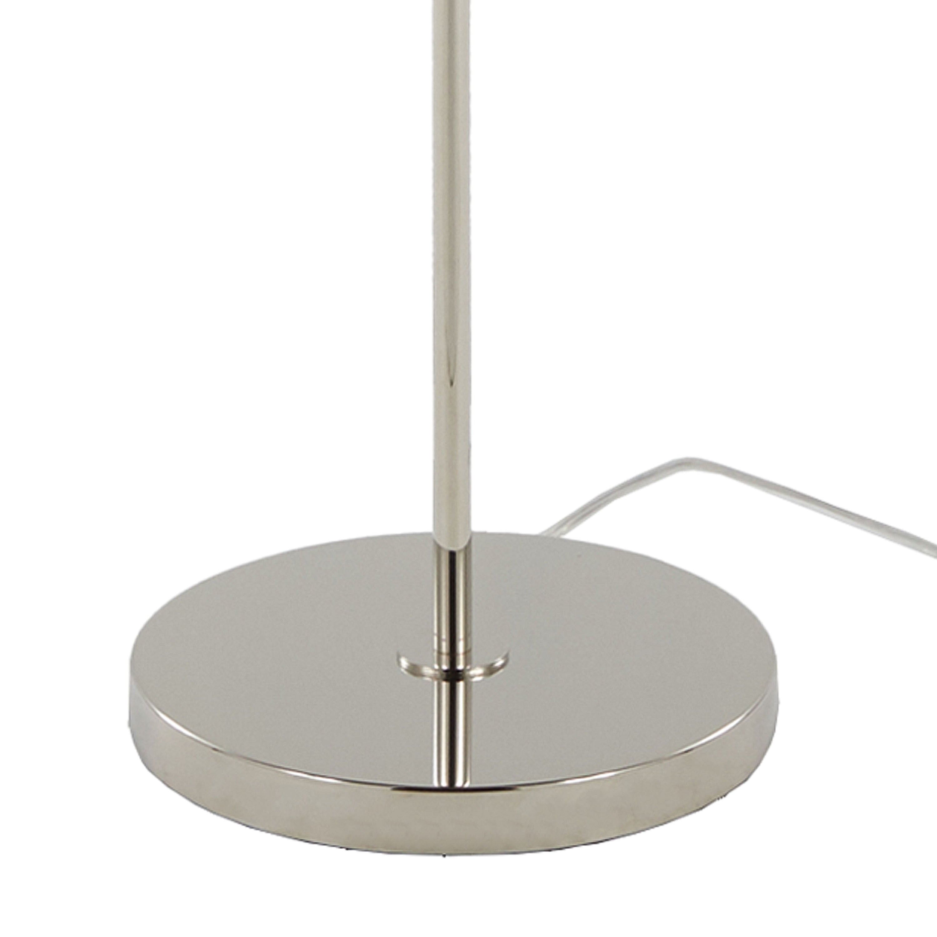 61" Contemporary Metal Floor Lamp in Polished Nickel with Clear Seeded Glass Shade