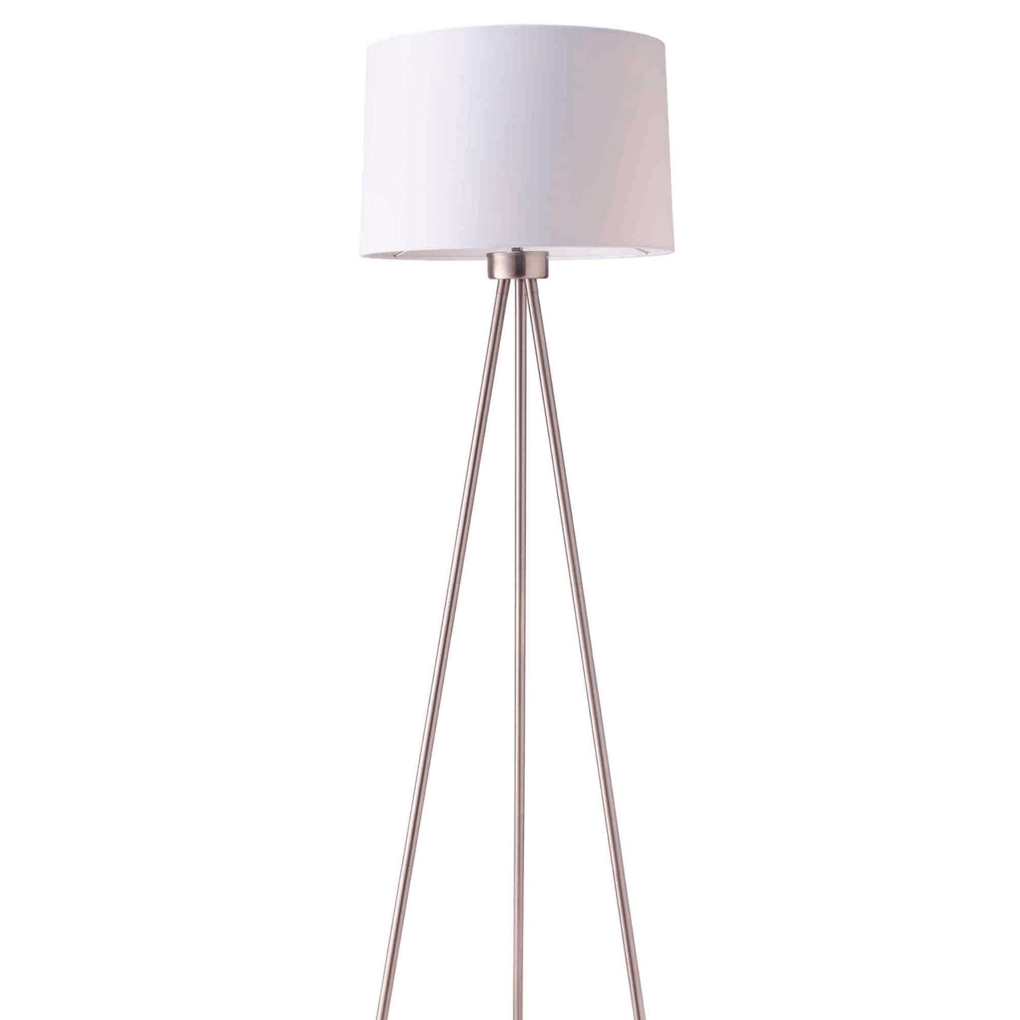 59" Tall Metal Floor Lamp with White finish, Contemporary Design