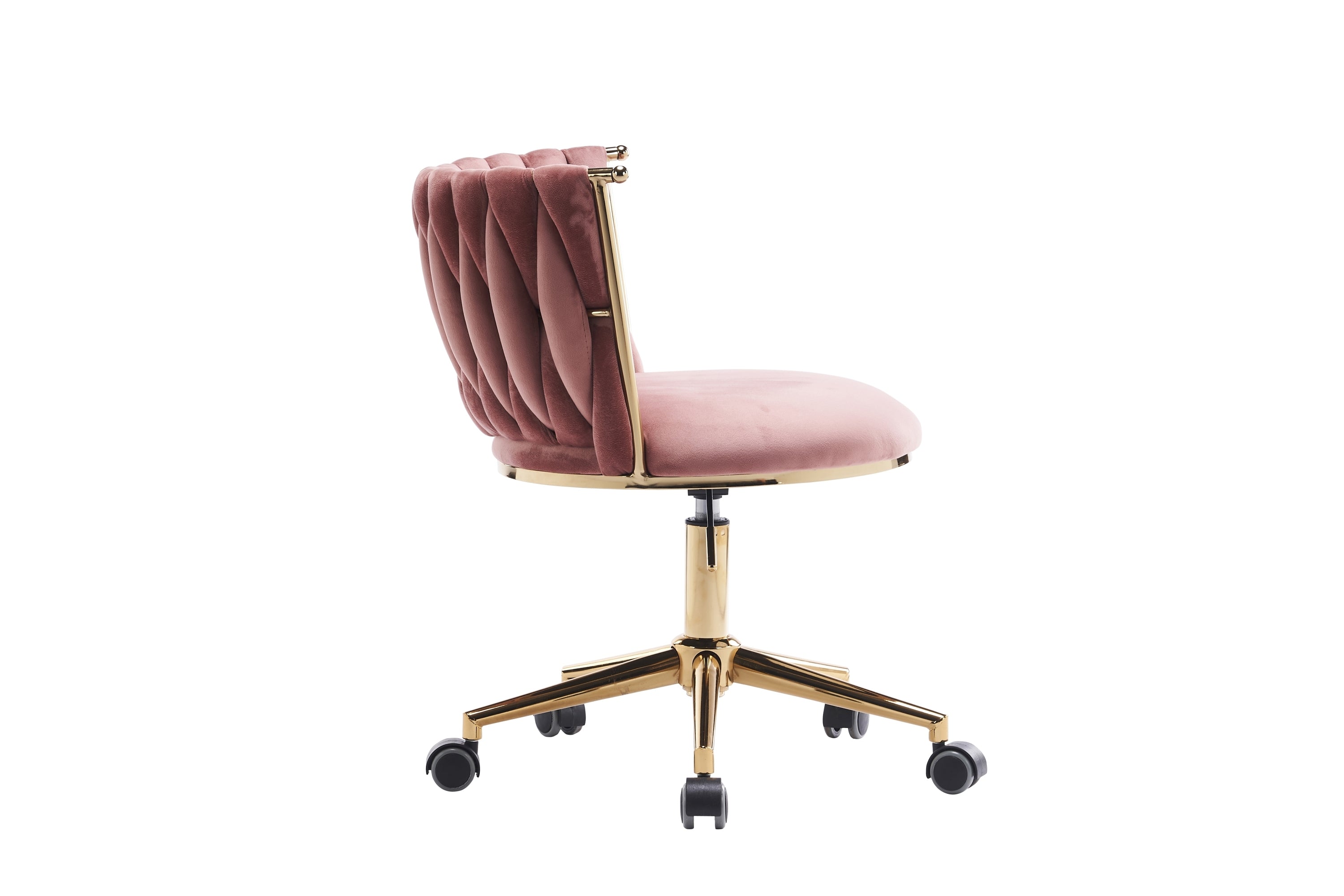 Upholstered Home Office Desk Chairs with Adjustable Swivel Wheels - Pink