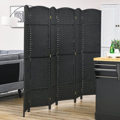 Room Divider, 6 Panel Folding Privacy Screen, 5.6' Tall Freestanding Wall Partition for Home Office, Bedroom, Black