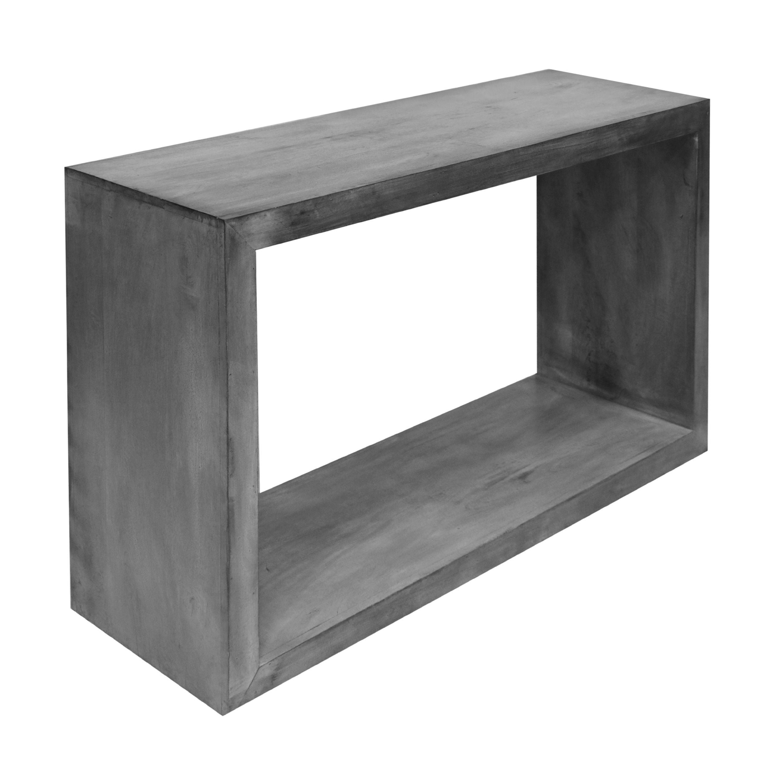 52" Cube Shape Wooden Console Table with Open Bottom Shelf - Charcoal Gray