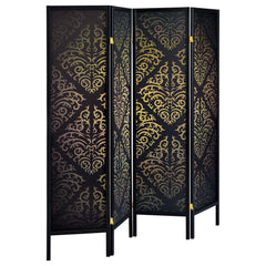 Black 4-panel Folding Screen