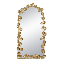 Full Length Arched Wall Mirror with Golden Leaf Accents 51x29"