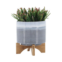 Ceramic 8" Planter on stand - Blue Shade