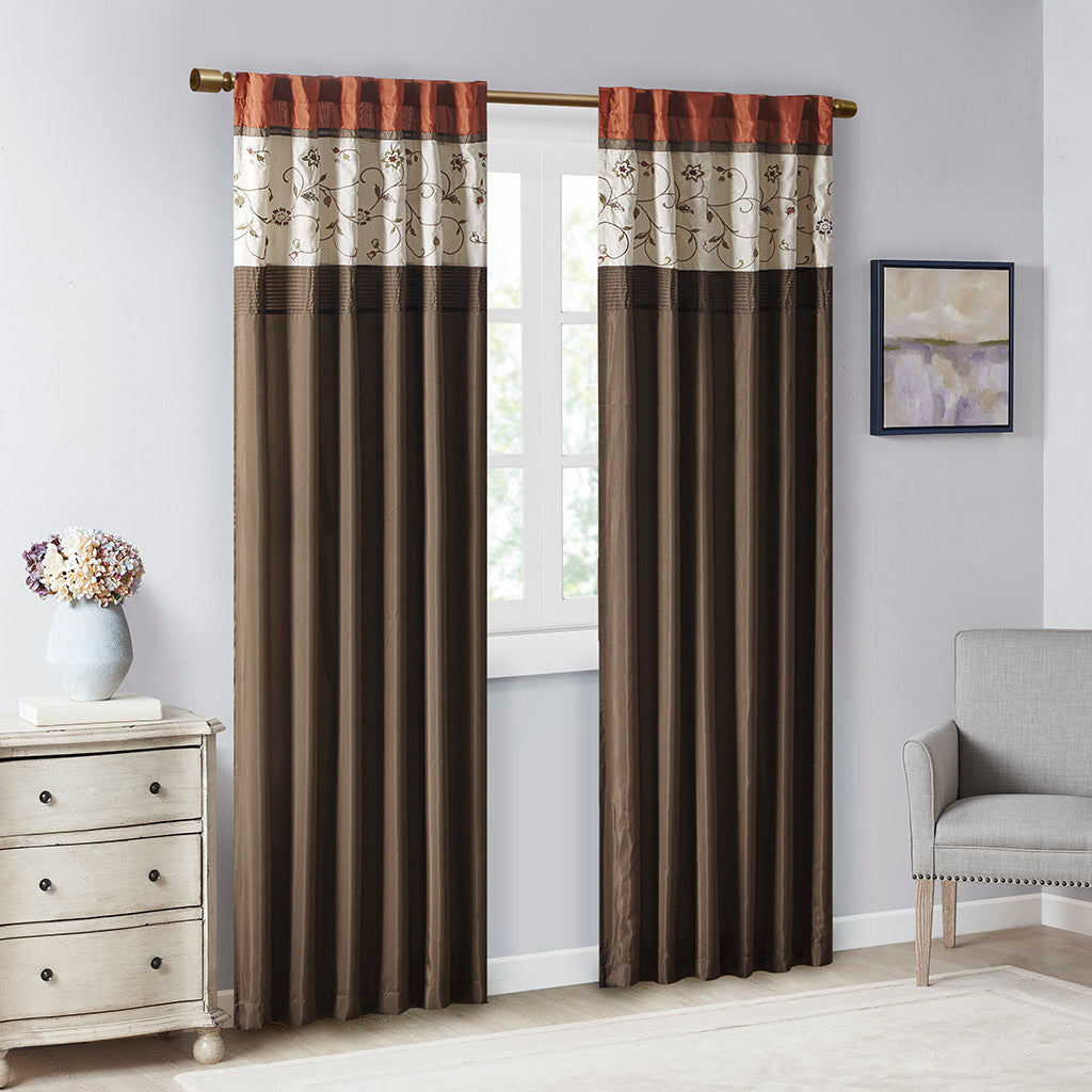 Embroidered Curtain Panel - Spice