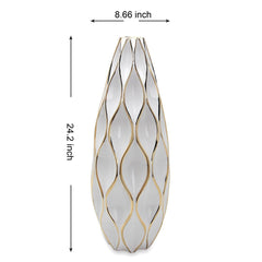 Elegant White Ceramic Vase with Gold Accents - Timeless Home Decor