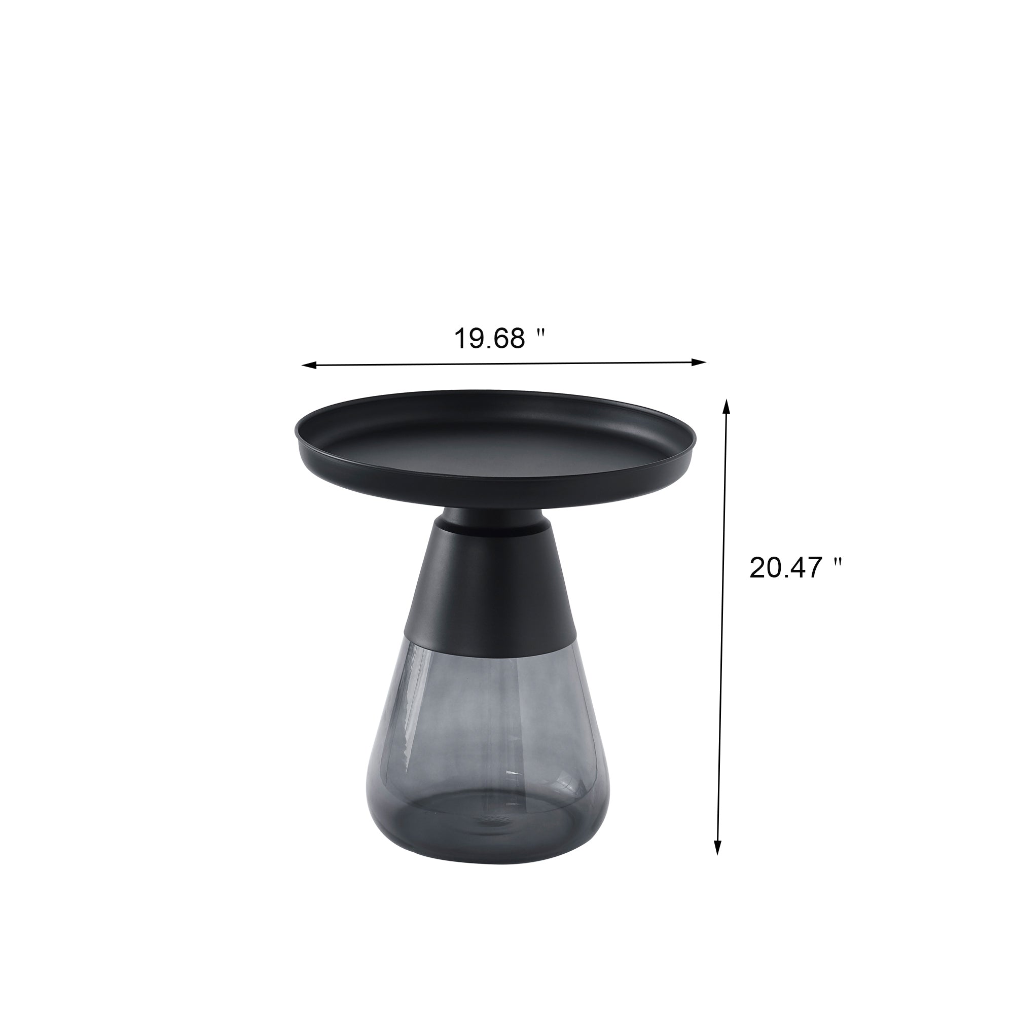 Smoke Glass Base with Black Painting Top Side Table