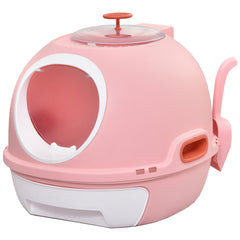 PawHut Covered Litter Box with a Lid, Scoop Enclosed Drawer & Skylight for Cats - Pink