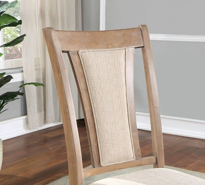 Counter Height Chairs - Natural Tone And Beige Solid wood Chair Padded Leatherette (Set of 2)