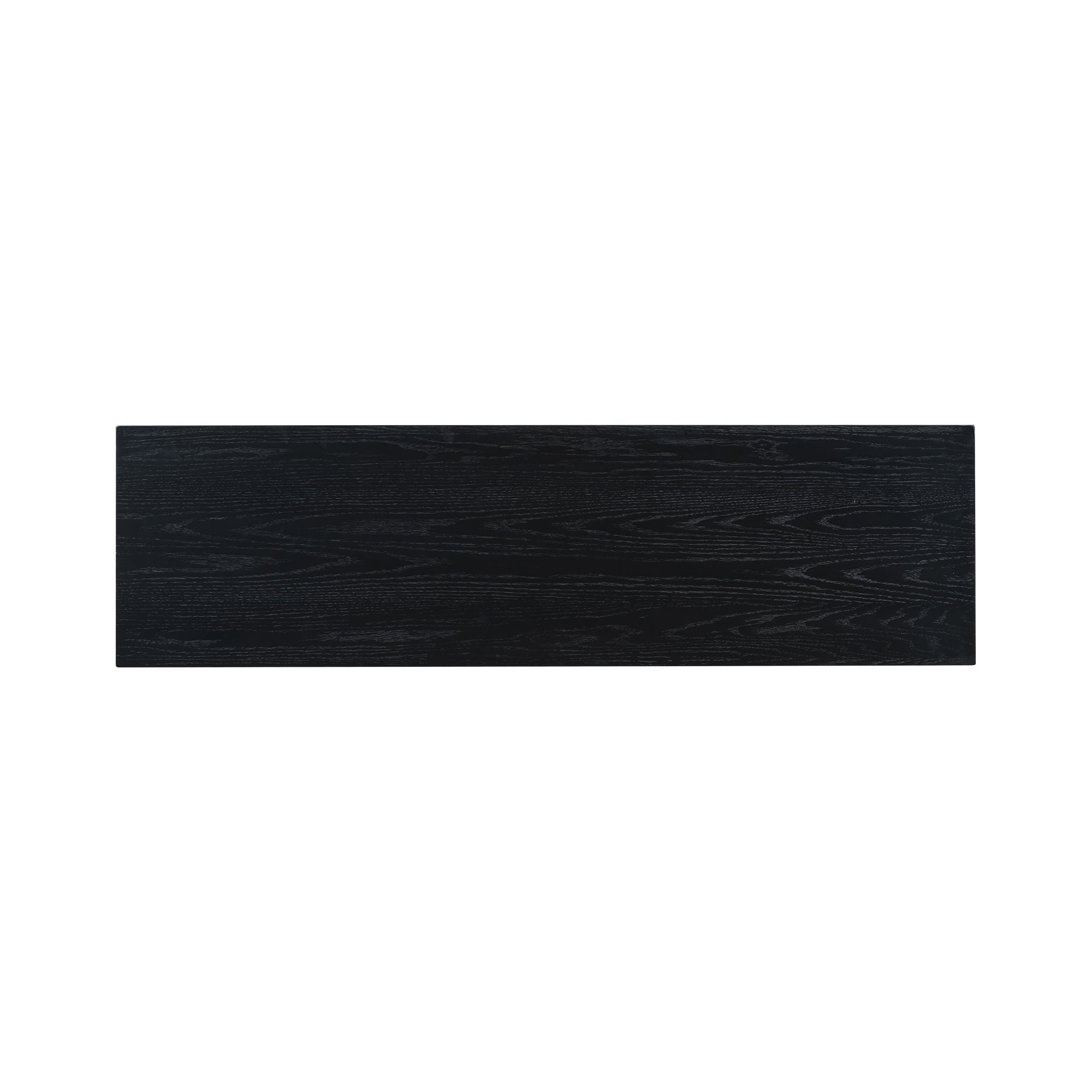 Uniquely Designed Oak Veneer Console Table with Distinctive Side Shapes - Black