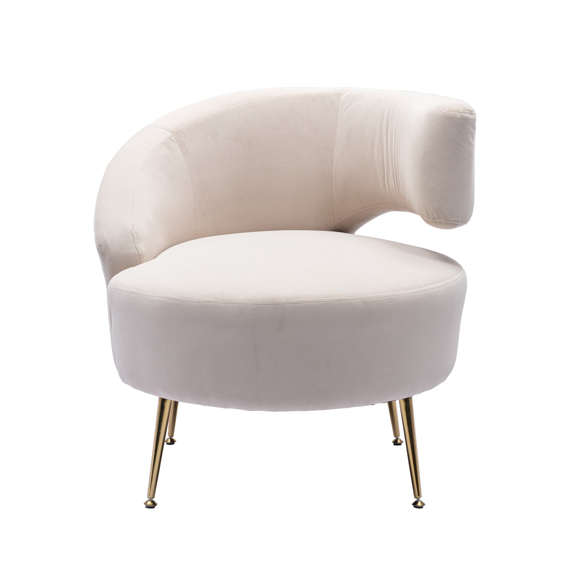 Barell Accent Chair - White with  Golden  feet