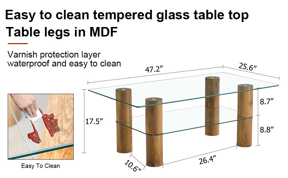 Minimalist and Modern Double-Layer Transparent Tempered Glass Coffee Table and Coffee Table