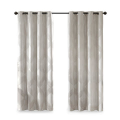 Ogee Knitted Jacquard Total Blackout Curtain Panel - Ivory