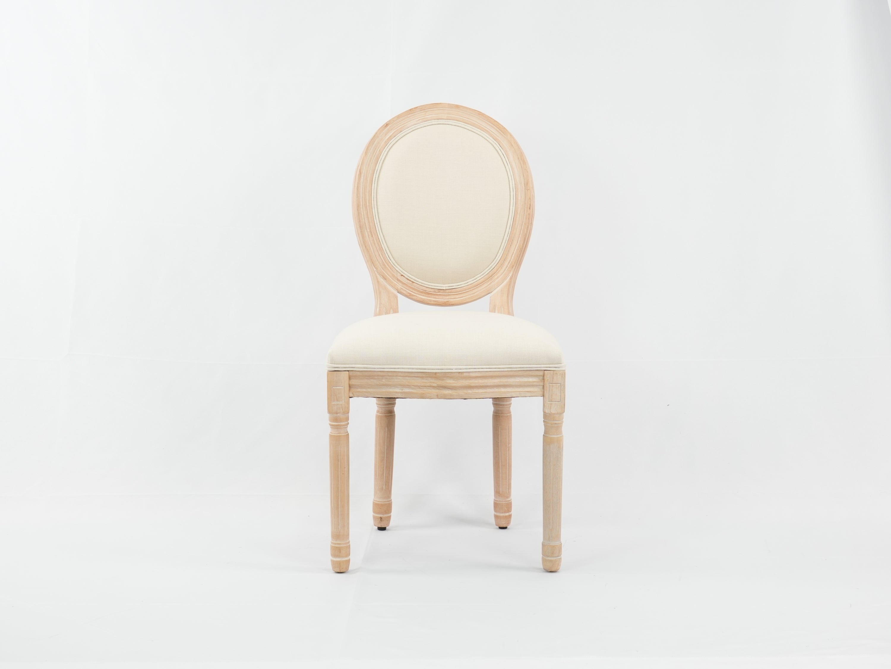 Set of 2 French Dining  Chair with Rubber Legs - Beige