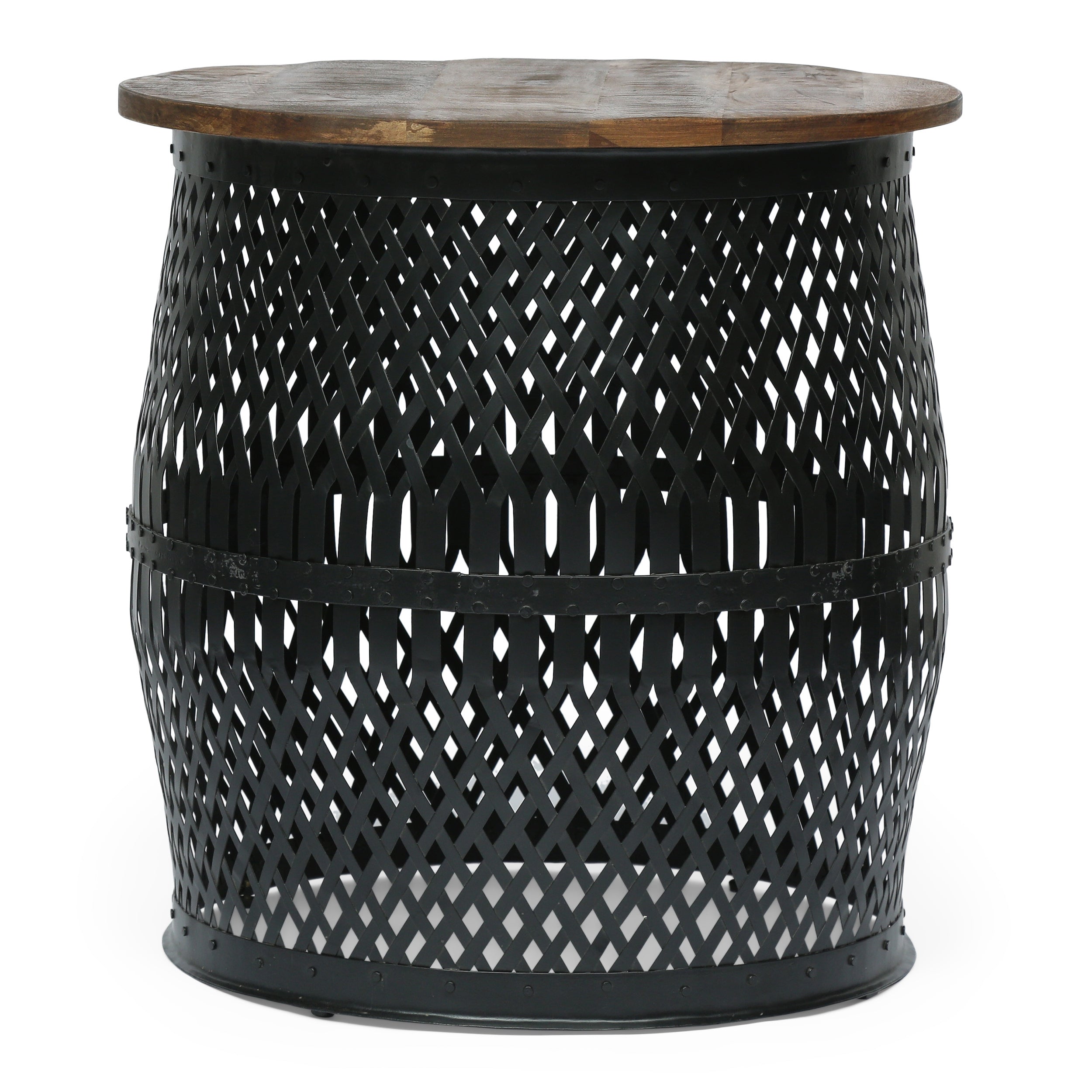 Modern Industrial Design Side Table - Natural + Black