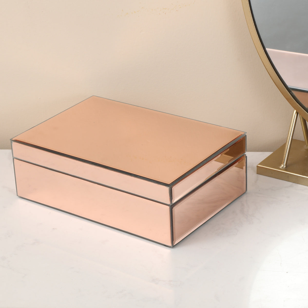 Ambrose Exquisite Jewelry Box in Rose Gold (Dividers and Gift Box Included)