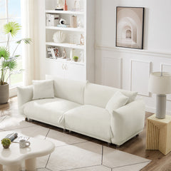 A Lovable Sofa with 2 Pillows and Metal Feet - Beige