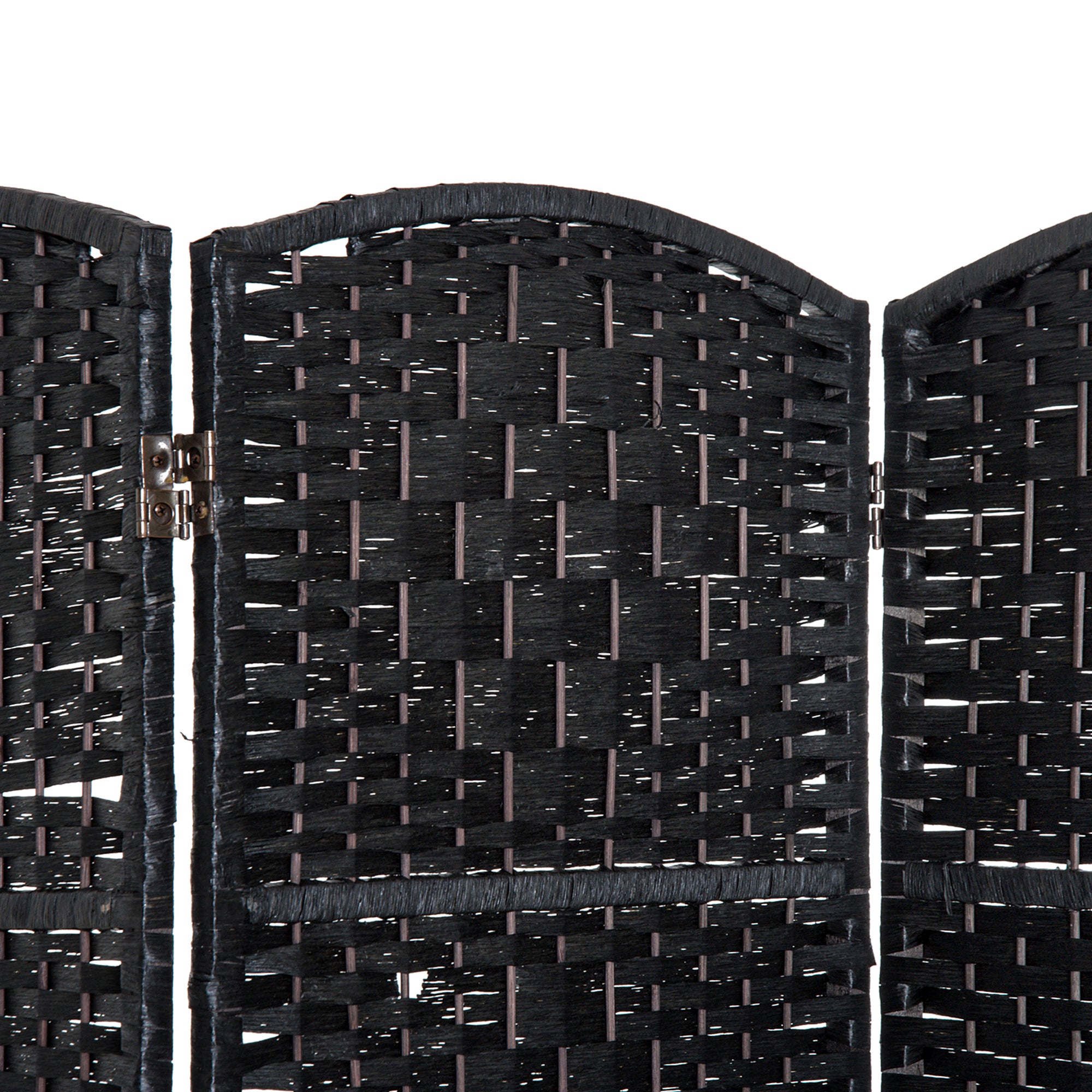 6' Tall Wicker Weave 3 Panel Room Divider Privacy Screen - Black