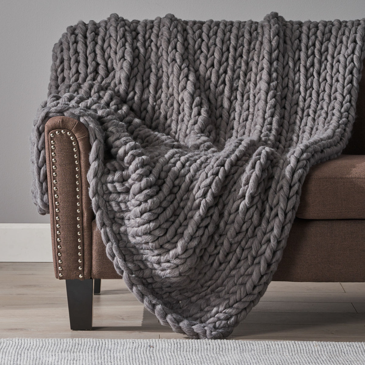 Cozy Dark Grey Throw Blanket