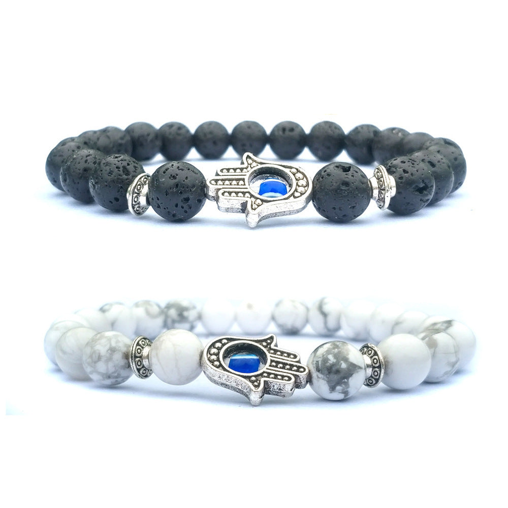 Bergamot Evil Eye Lava Stone Bracelet