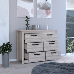 6 Drawer Double Dresser - Light Gray