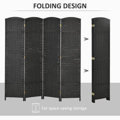 Room Divider, 4 Panel Folding Privacy Screen, 5.6' Tall Freestanding Partition - Black