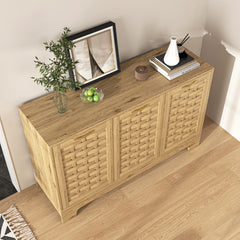 Storage Cabinet with 3 Doors, Wood Sideboard Buffet with Adjustable Shelf, Anti-tip Kit Accent Cabinet