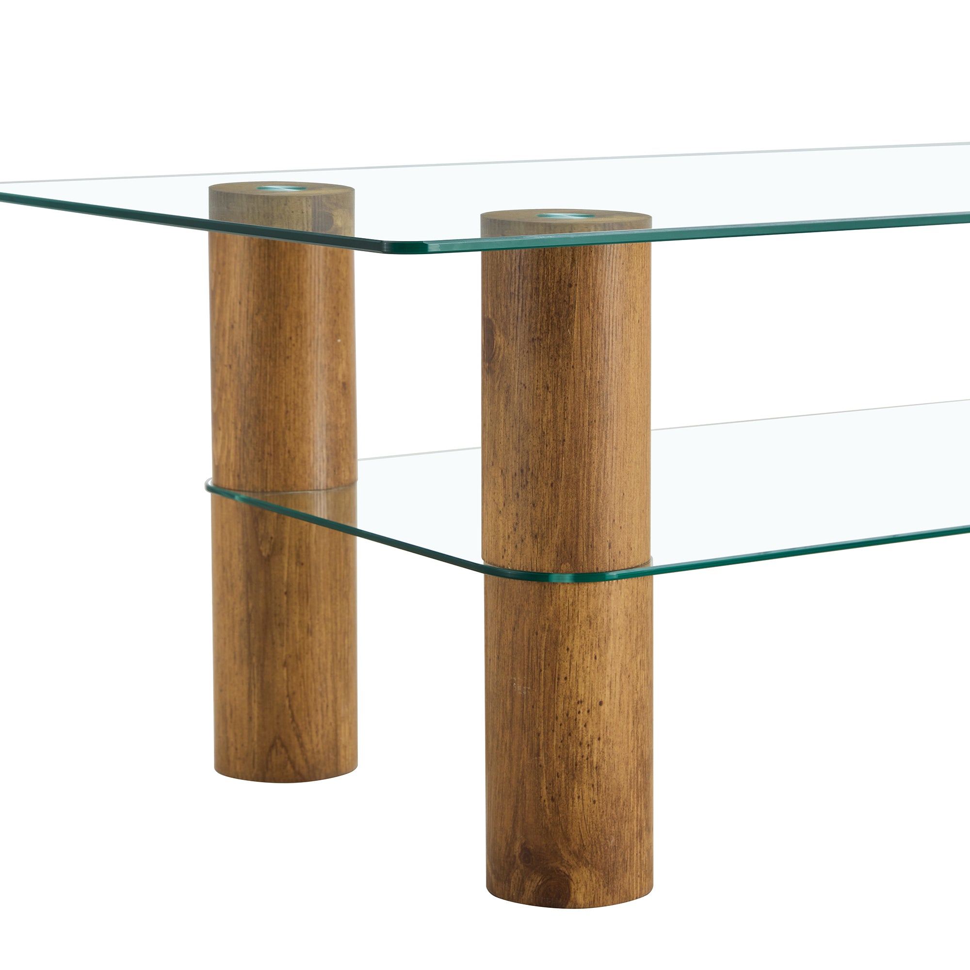 Minimalist and Modern Double-Layer Transparent Tempered Glass Coffee Table and Coffee Table