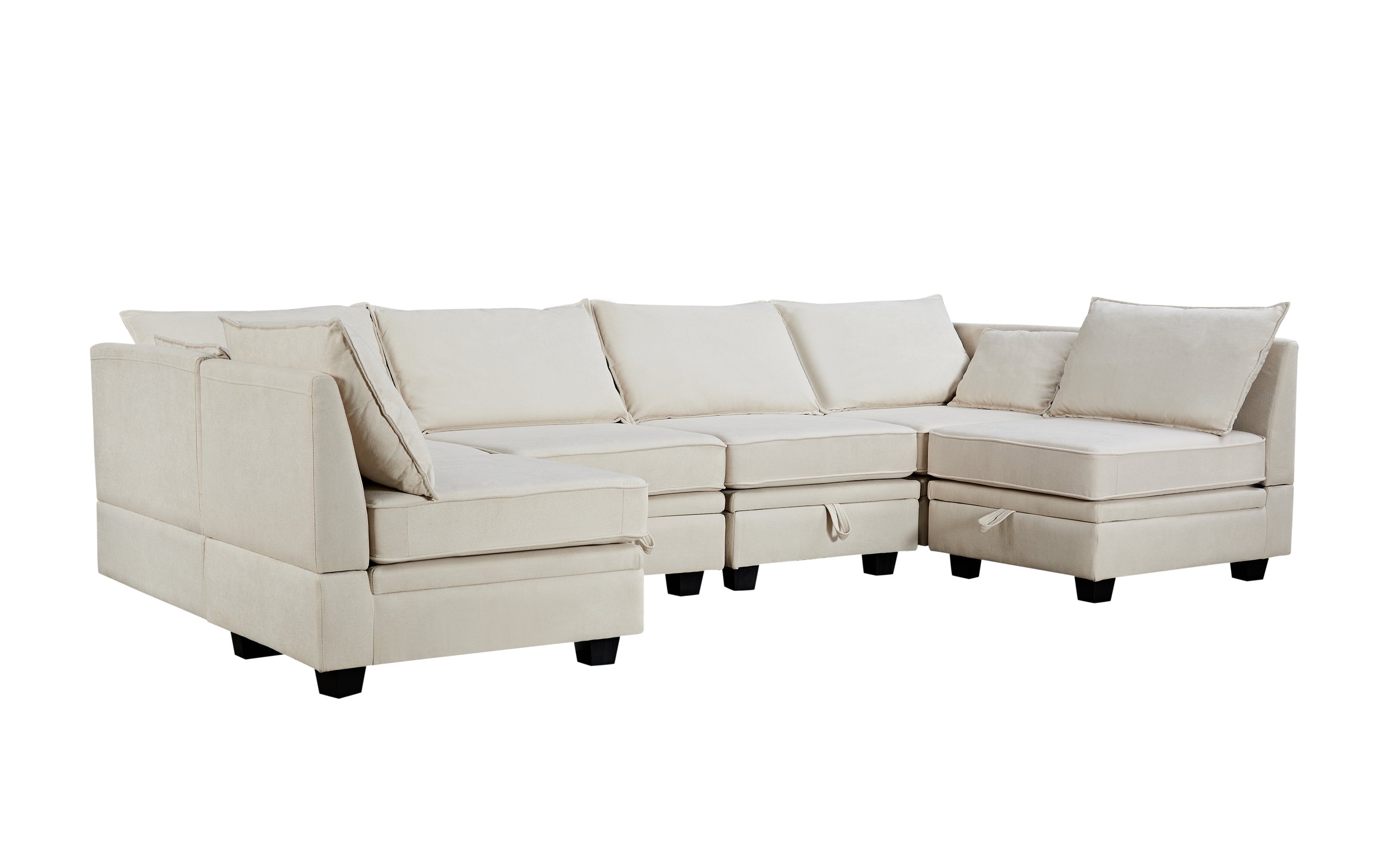 Modern Large U-Shape Modular Sectional Sofa, Convertible Sofa Bed with Reversible Chaise